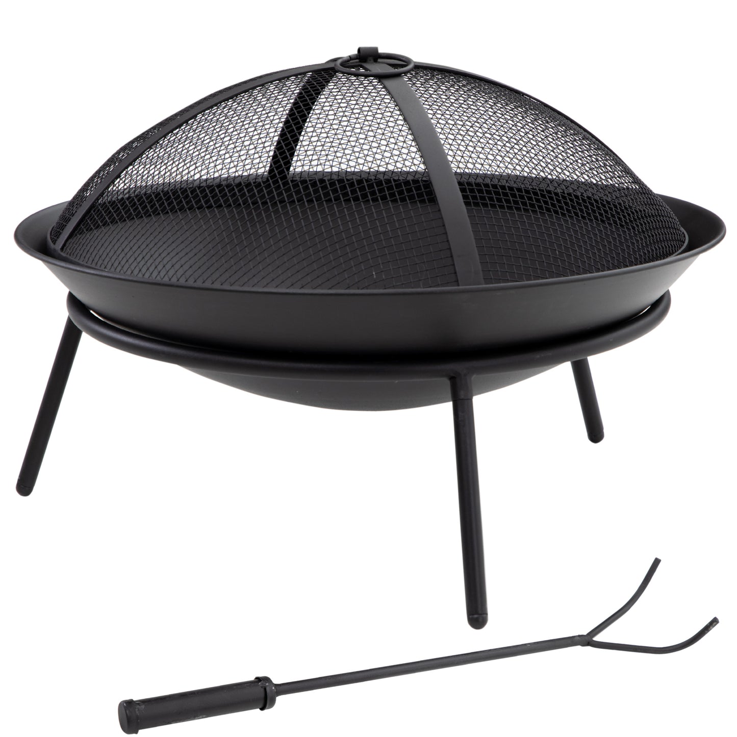 Outsunny Brasero Exterior Para Jardín Con Protector De Chispas Atizador Ø47x33cm_0