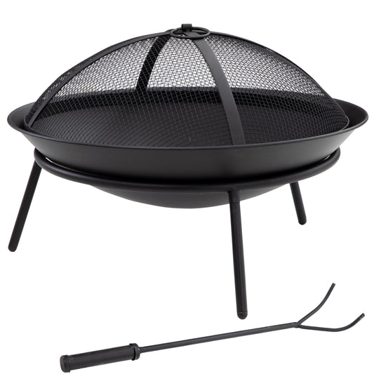 Outsunny Brasero Exterior Para Jardín Con Protector De Chispas Atizador Ø47x33cm_0