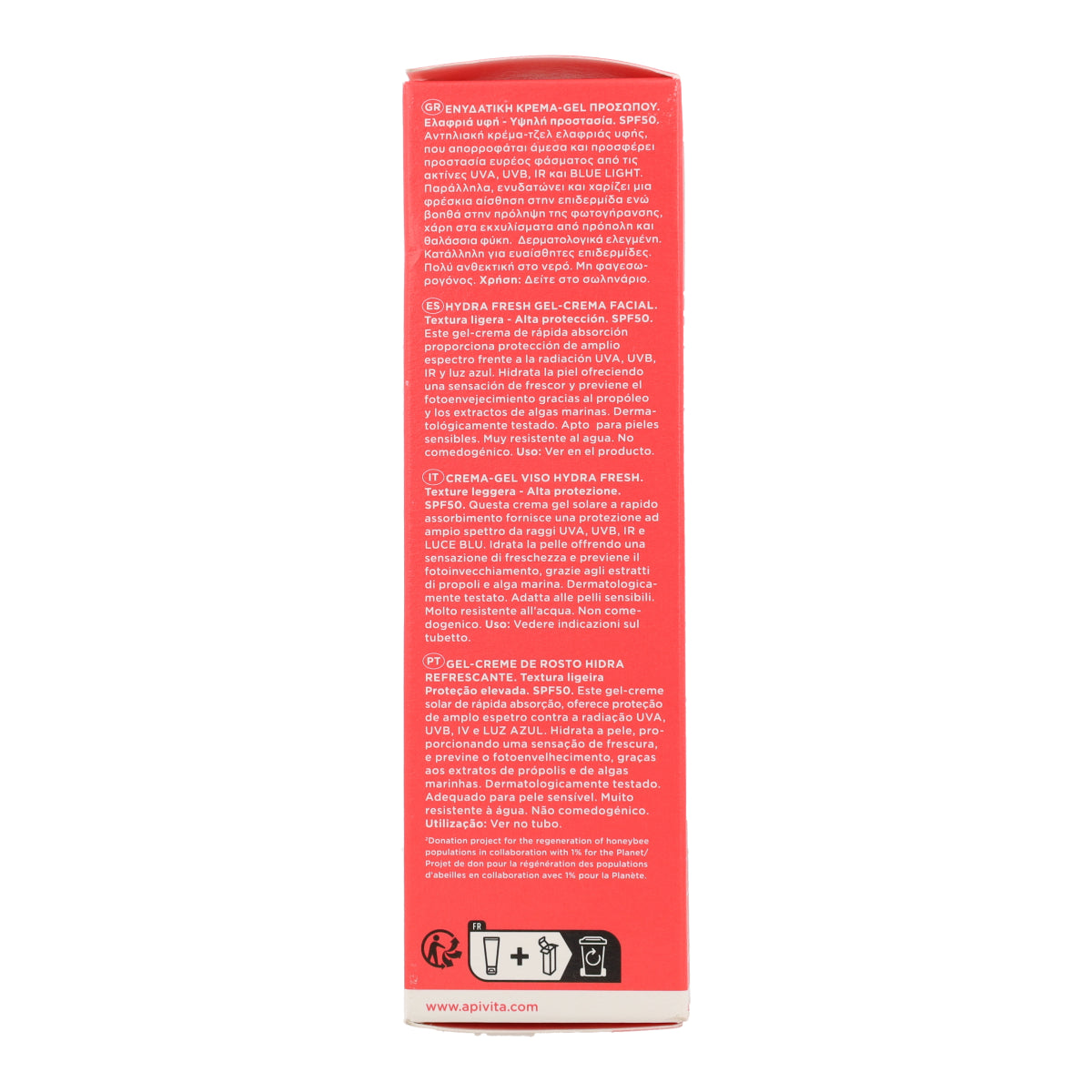 Gel Crema Solar Hydra Fresh SPF50 Apivita 50ml