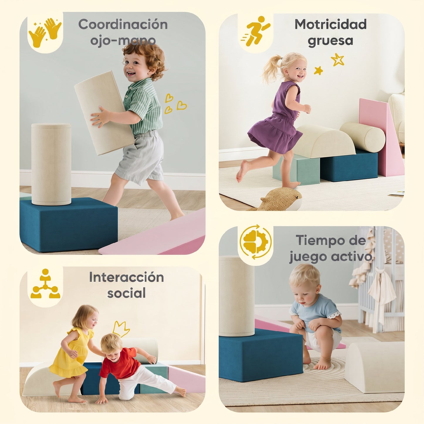 Aiyaplay Juego De 5 Bloques De Espuma Para Niños Antideslizante Funda Extraíble_5