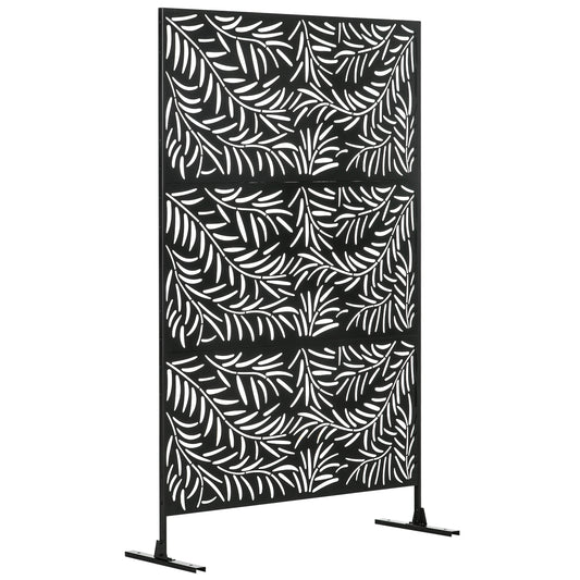 Biombo Para Exterior Outsunny Acero Negro 122x45x198 Cm_0