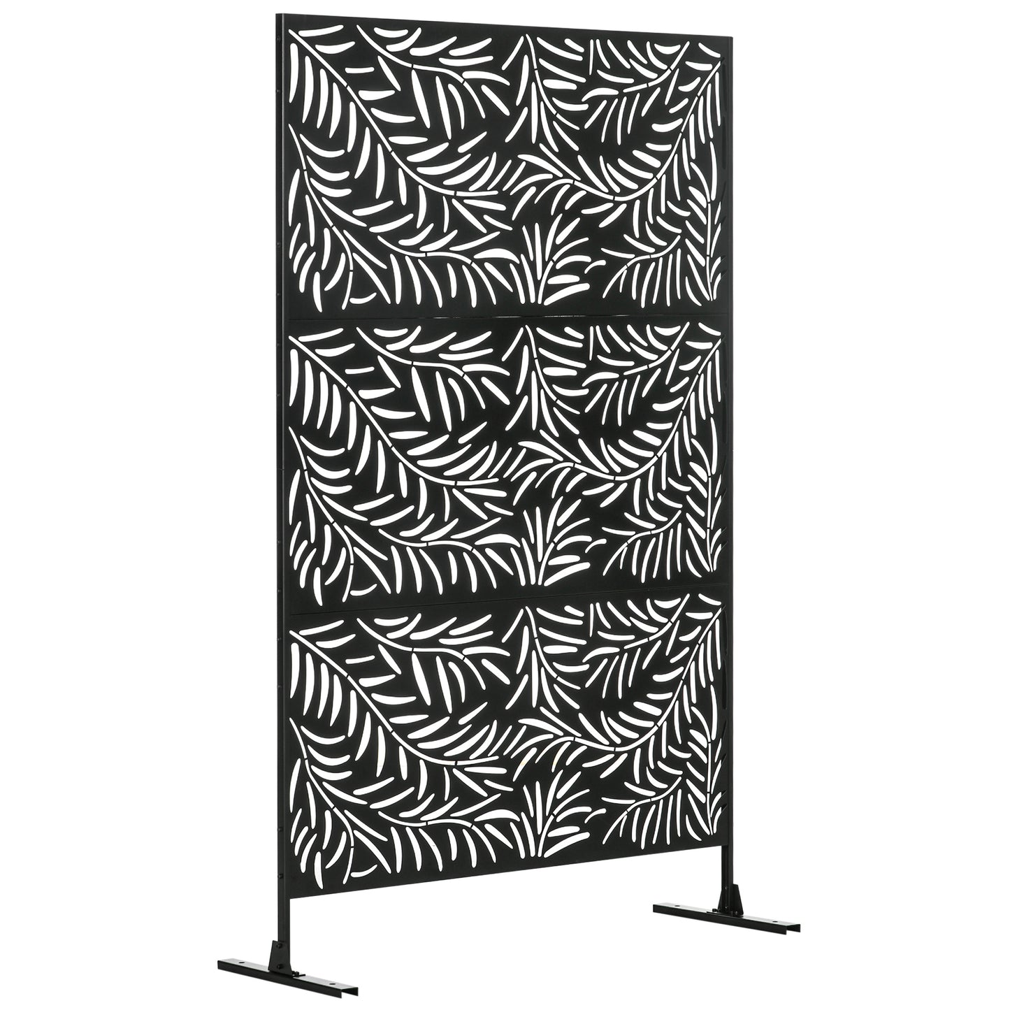 Outsunny Biombo Para Exterior De 3 Piezas Con Diseño De Hoja De Mimbre Negro_0