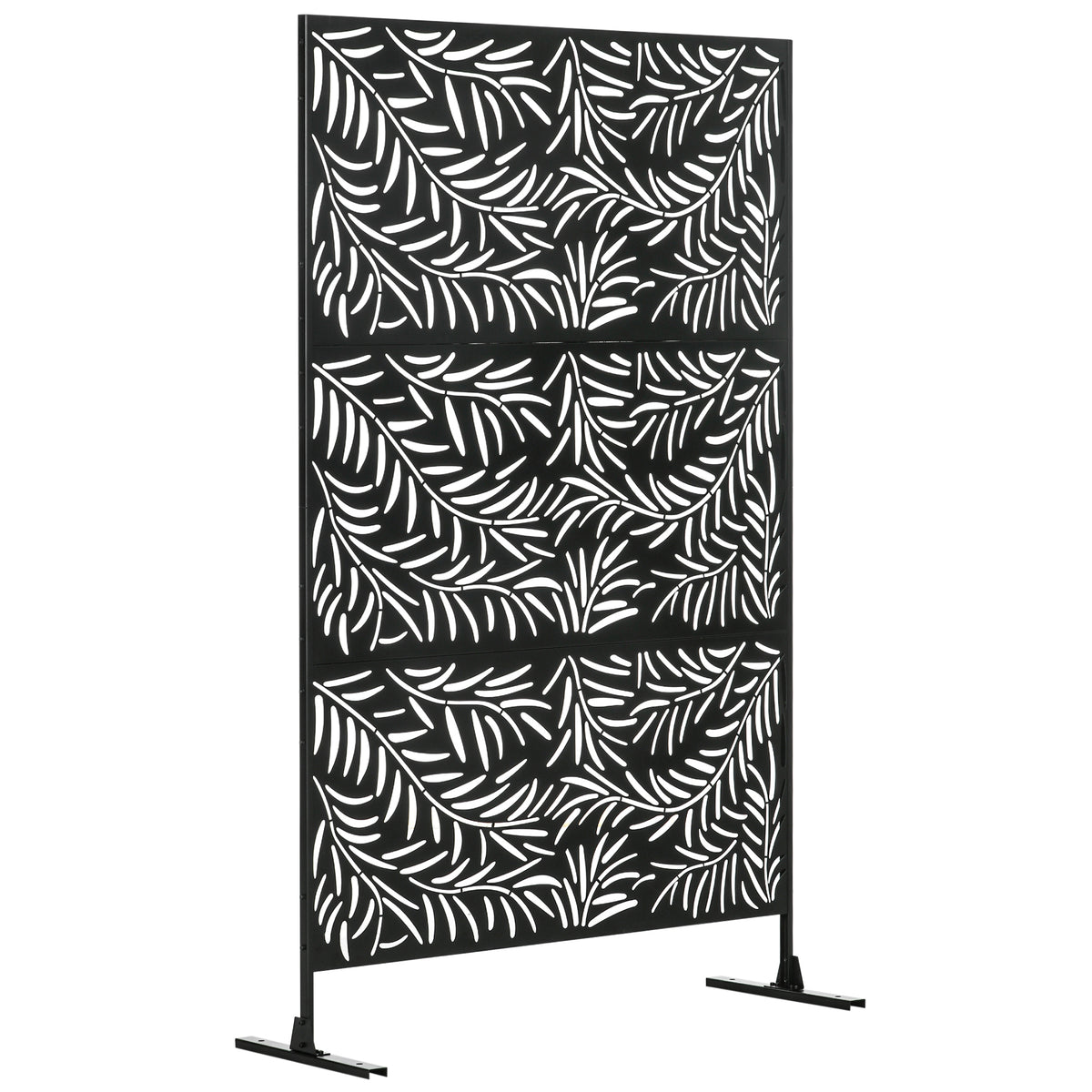 Outsunny Biombo Para Exterior De 3 Piezas Con Diseño De Hoja De Mimbre Negro_0
