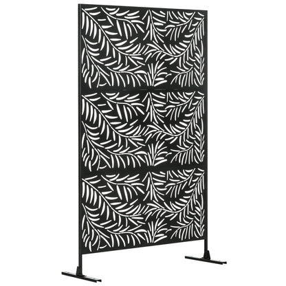 Outsunny Biombo Para Exterior De 3 Piezas Con Diseño De Hoja De Mimbre Negro_0
