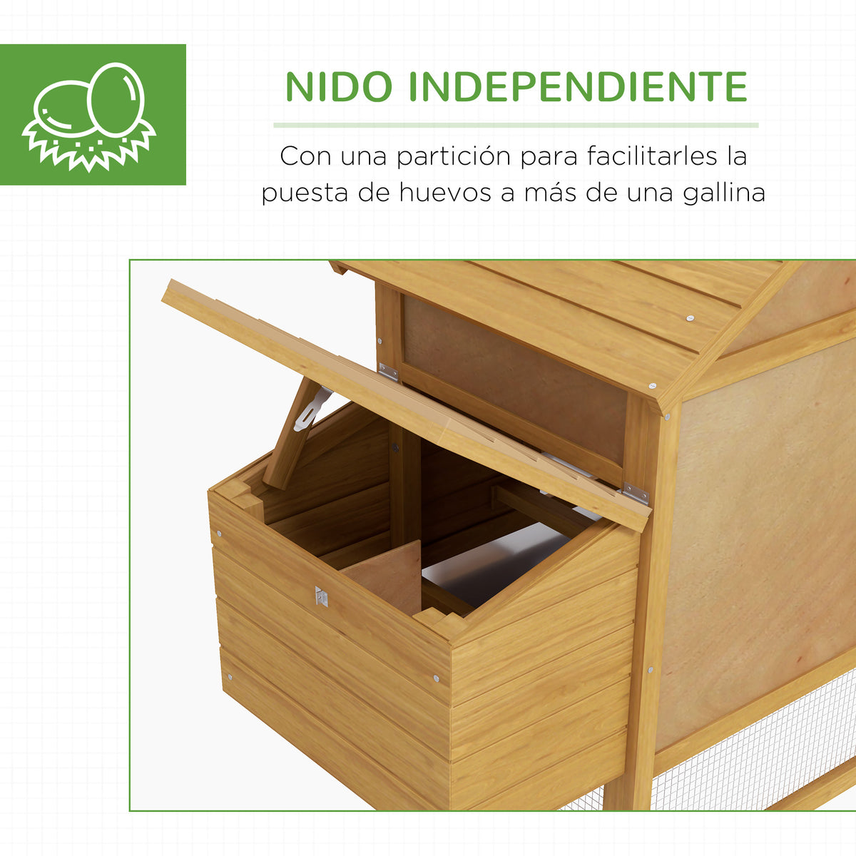 Pawhut Gallinero De Madera Para Exterior Corrales Alambre 151,5x54x87cm Natural_5