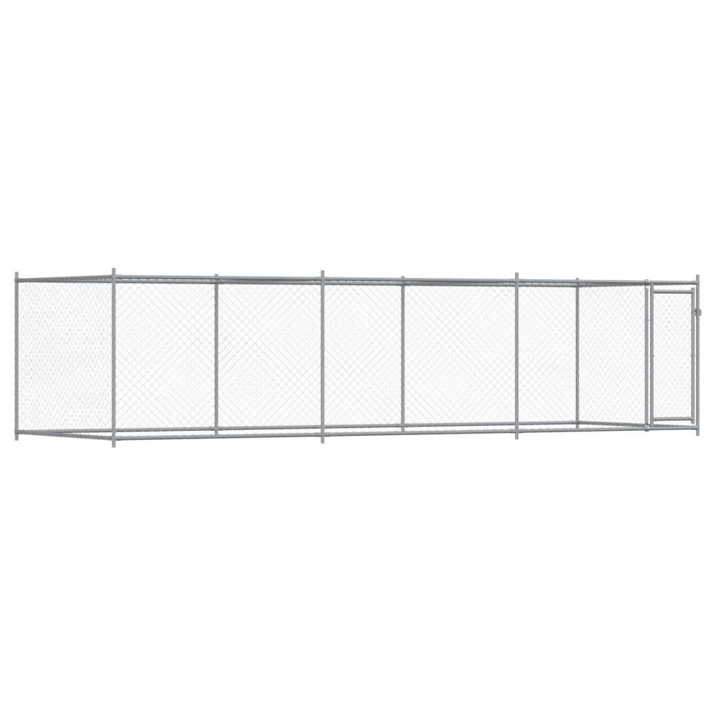 Jaula De Perros Con Puerta Acero Galvanizado Gris 6x2x1,5 M_0