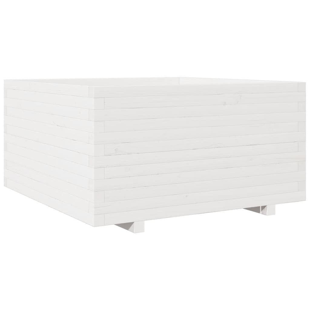 Jardinera Madera Maciza De Pino Blanco 90x90x49,5 Cm_0