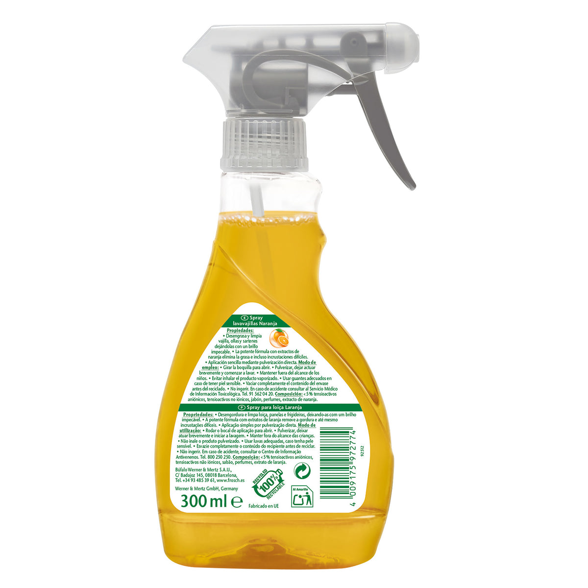 Spray lavavajillas Naranja Frosch 300 ml