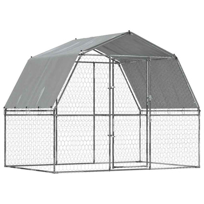Jaula Para Perros Con Techo Y Puerta Acero Galvanizado Plateado_0