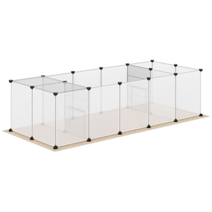 Pawhut Valla Para Mascotas Diy Con 20 Paneles Y Tapete 175x70x45 Cm Blanco_0