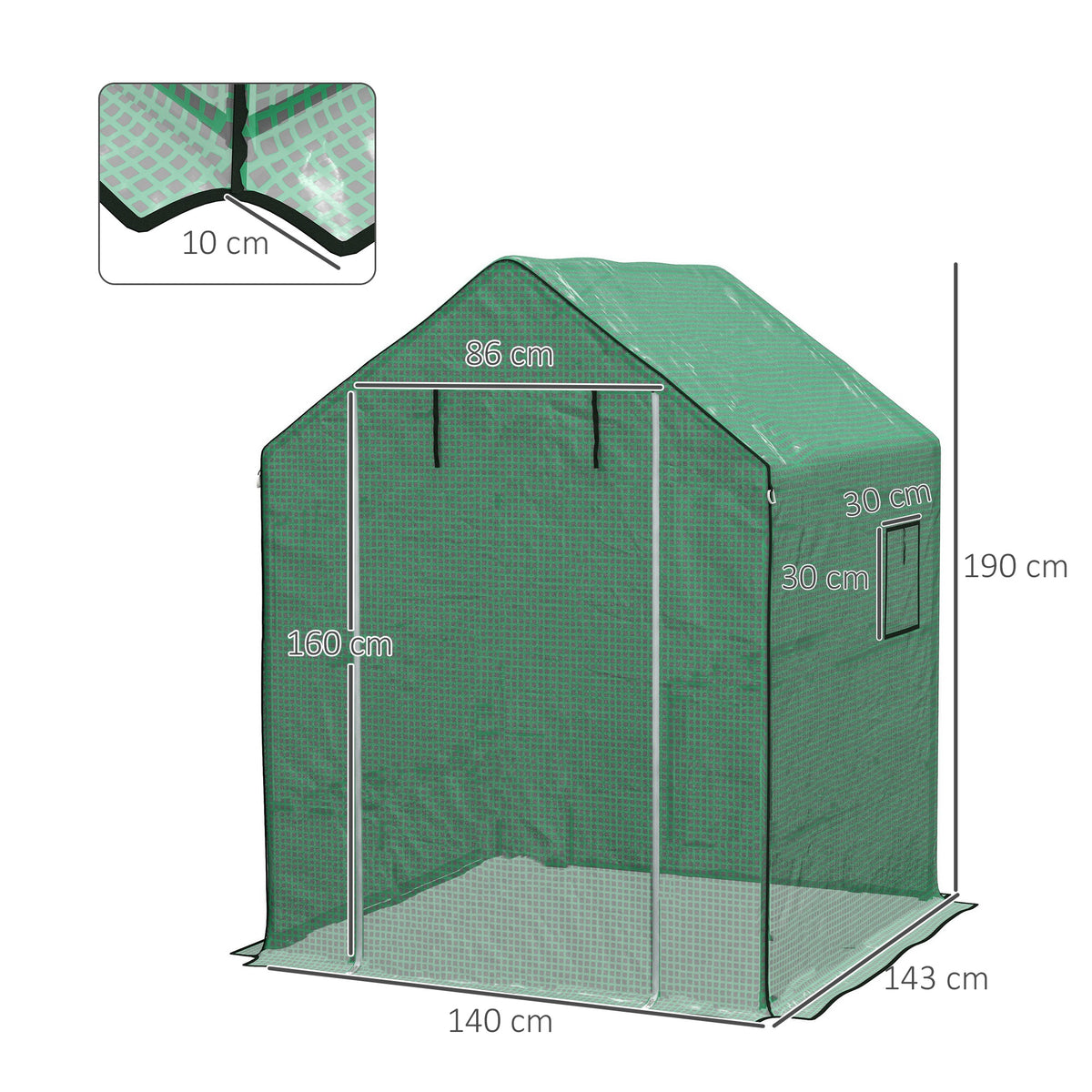 Cubierta De Invernadero Outsunny Pe Verde 140x143x190 Cm_2