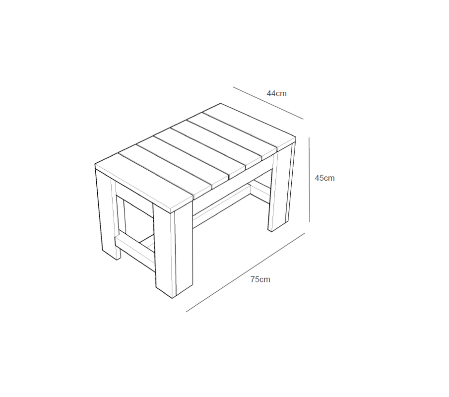 Banco De Madera 75 X 44 X 45 Cm Hortalia_1