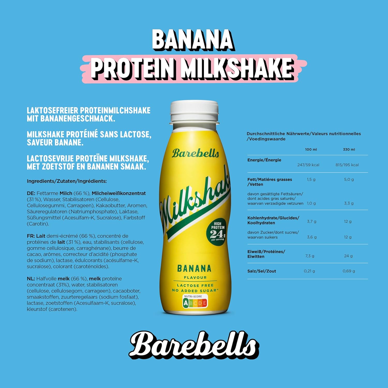 Batido Proteico 24 Gramos De Proteína Sabor Banana 330ml Barebells_2