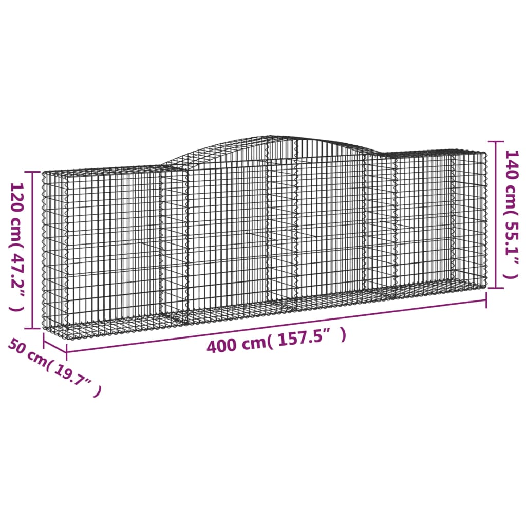 Cestas De Gaviones 20 Uds Forma De Arco Hierro 400x50x120/140cm_5