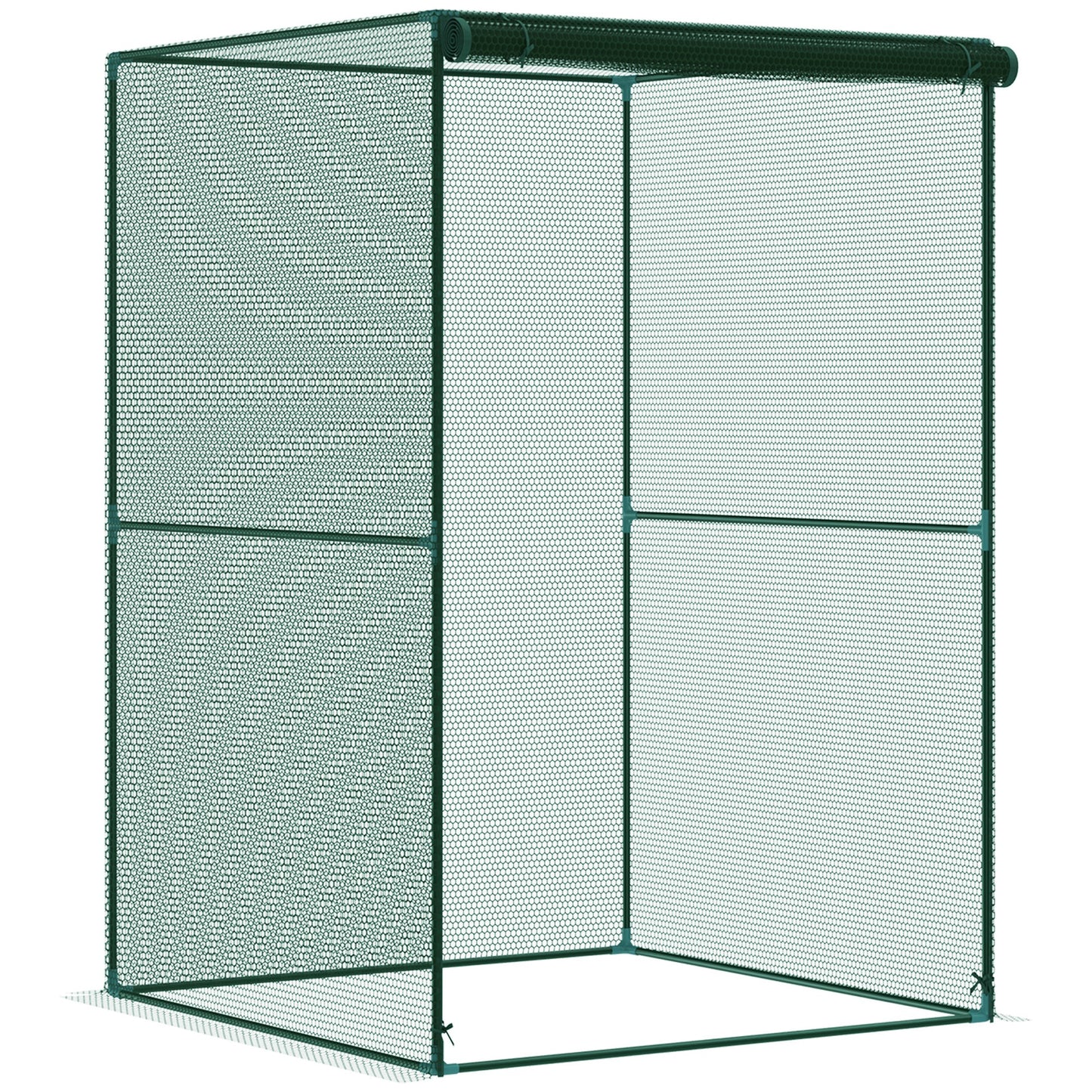 Outsunny Jaula De Cultivo Con Puerta Enrollable Y Marco De Acero 120x120x180 Cm_0