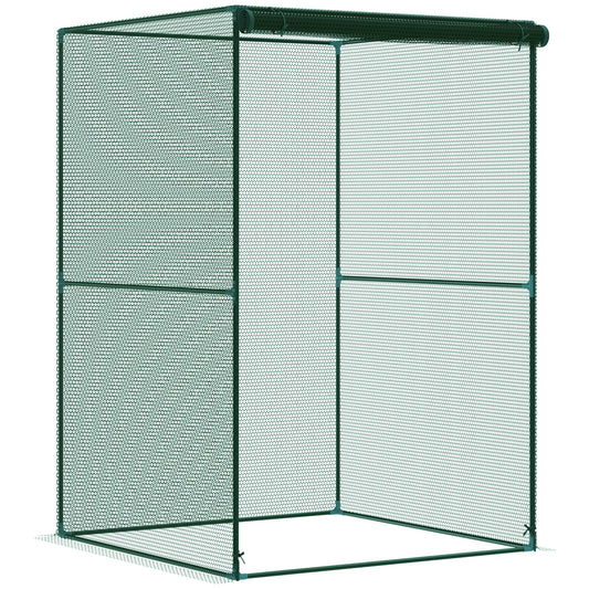 Outsunny Jaula De Cultivo Con Puerta Enrollable Y Marco De Acero 120x120x180 Cm_0