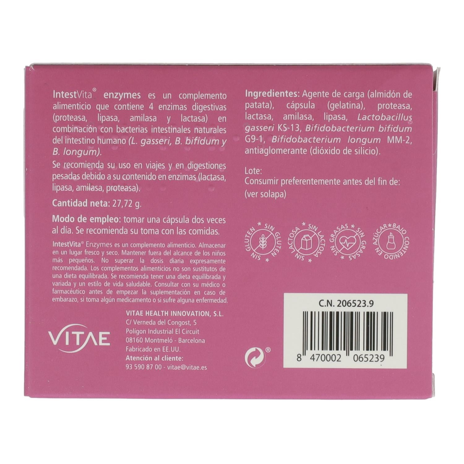 IntestVita Enzymes 60 cápsulas