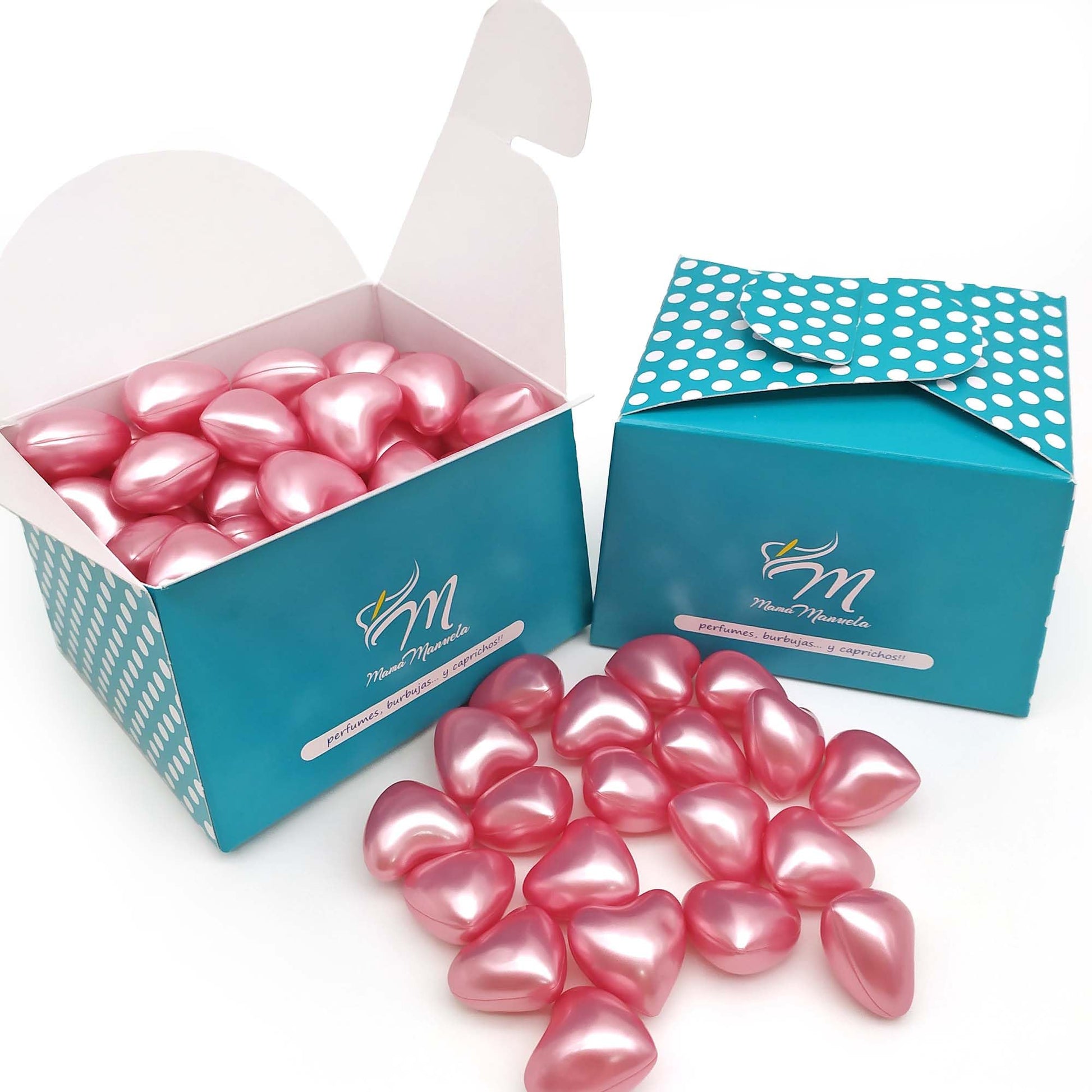 80 Perlas De Baño En Forma De Corazón - Con Aceite De Soja - Hidrata, Suaviza Y Perfuma La Piel - Aroma Rosas_0
