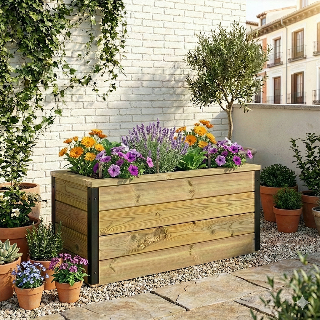 Jardinera Con Autorriego De Madera Nidum Interior Y Exterior Hortalia 86x34x40 Cm_1