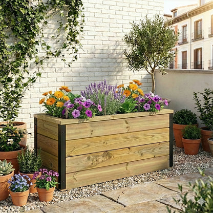 Jardinera Con Autorriego De Madera Nidum Interior Y Exterior Hortalia 86x34x40 Cm_1