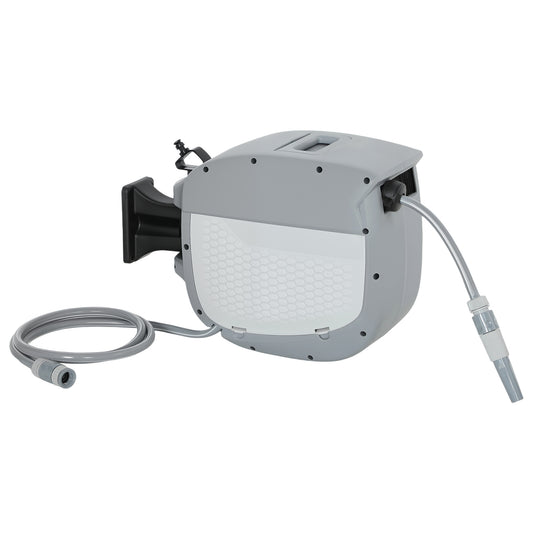 Enrollador De Manguera Outsunny Pp Gris 52x22x35 Cm_0