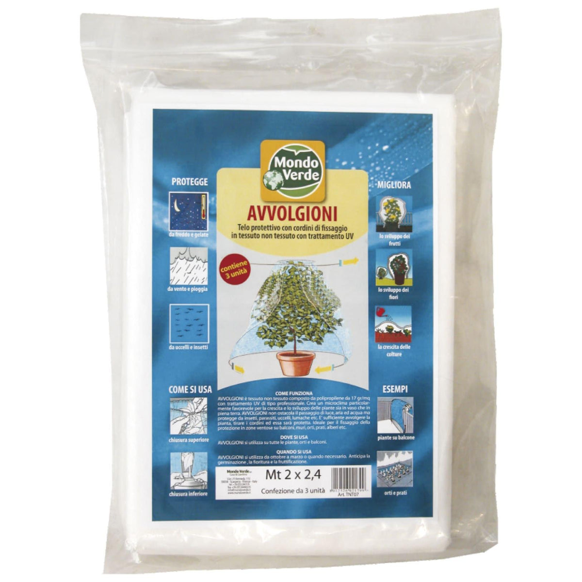 Tela protección antiheladas con cordones 1,5 x 2,4 m