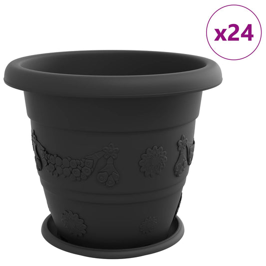Macetas 24 Pcs Negro Ø 39 X 32 Cm Plástico_0
