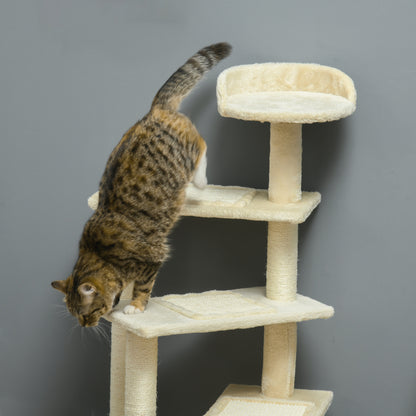 Pawhut Árbol Para Gato Rascador Grande 50x50x100 Cm Con Poste Cama Plataformas_4