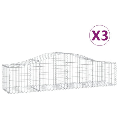 Cestas De Gaviones 3 Uds Forma De Arco Hierro 200x50x40/60 Cm_0