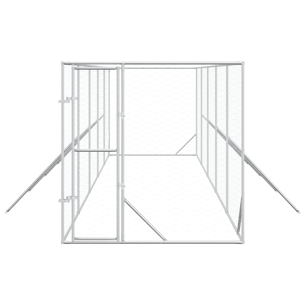 Perrera De Exterior Acero Galvanizado Plateado 2x10x2 M_3