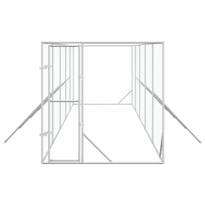 Perrera De Exterior Acero Galvanizado Plateado 2x10x2 M_3