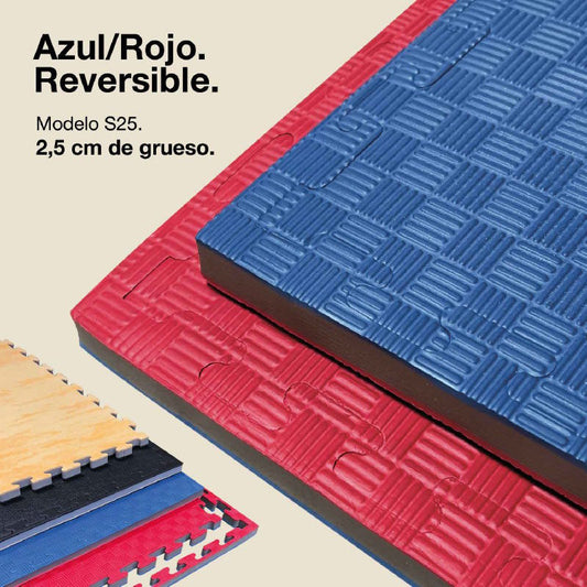 Jowy Tatami Puzzle 2,5cm 100x100cm, Pack 4 Unidades – Alta Densidad Azul/rojo_0
