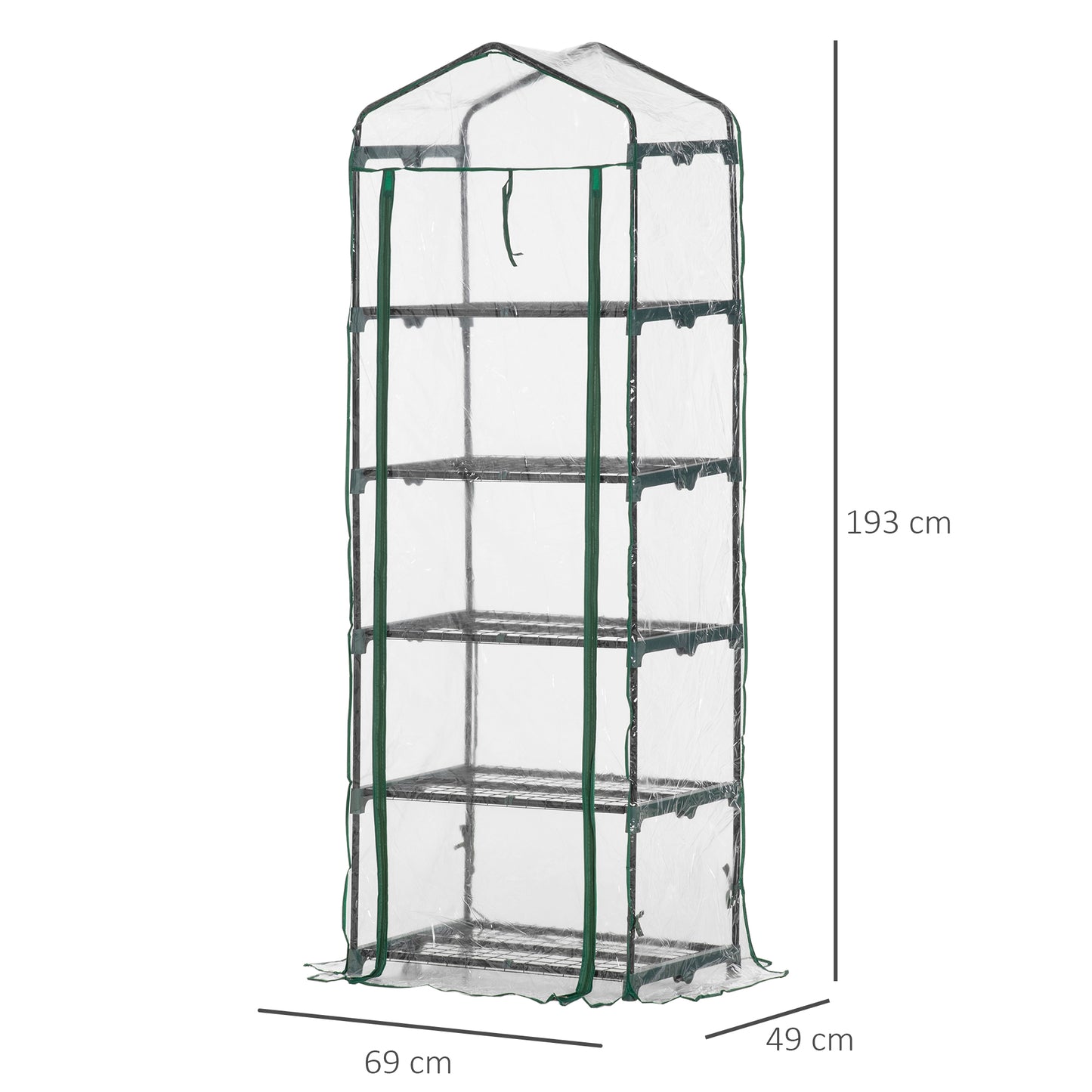 Outsunny Invernadero De Jardín Con 5 Estantes Para Cultivo Plantas 69x49x193 Cm_2