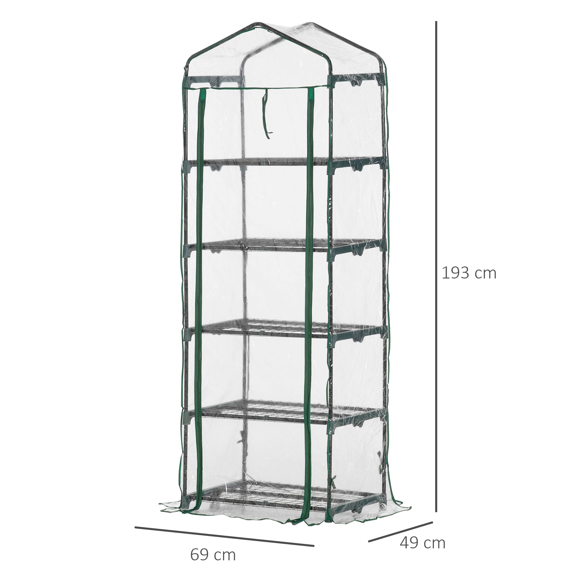 Outsunny Invernadero De Jardín Con 5 Estantes Para Cultivo Plantas 69x49x193 Cm_2