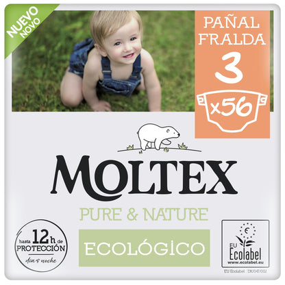 Pañales T3 (4-10 kg)  Moltex Pure &amp; Nature, 56 Uds