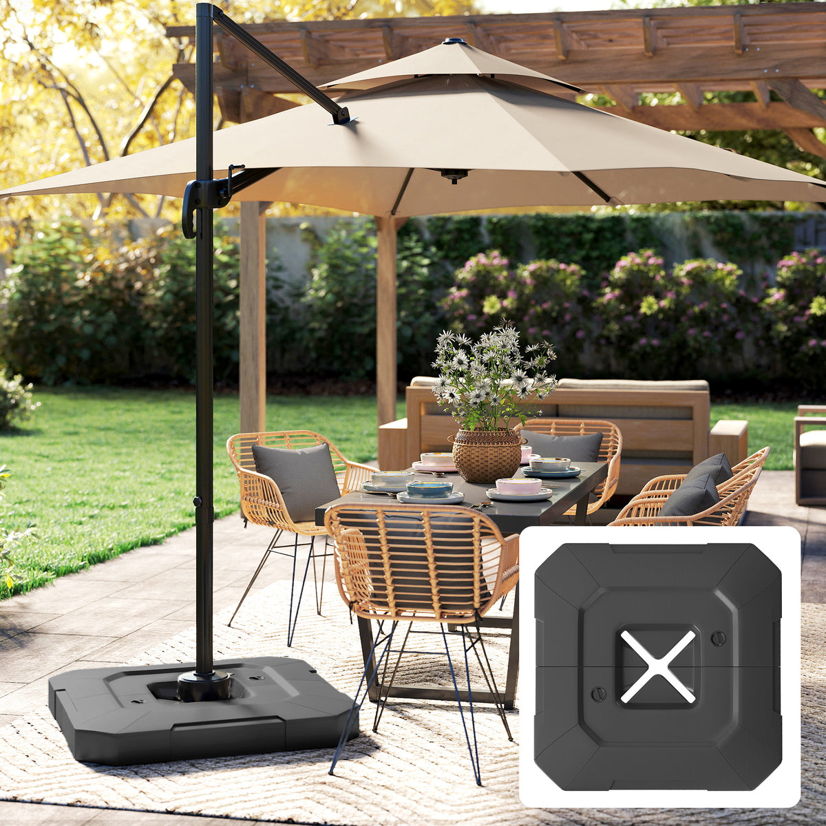 Outsunny Base Para Sombrilla 2 Piezas Rellenable Con Agua 80 Kg O Mezcla 105 Kg_1