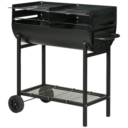 Barbacoa De Carbón Outsunny Negro 90x45x96 Cm Metal_0
