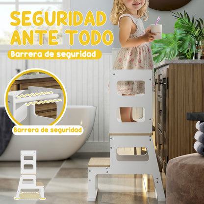 Aiyaplay Torre De Aprendizaje 2 En 1 Con Pizarra Y Barrera De Seguridad Blanco_5