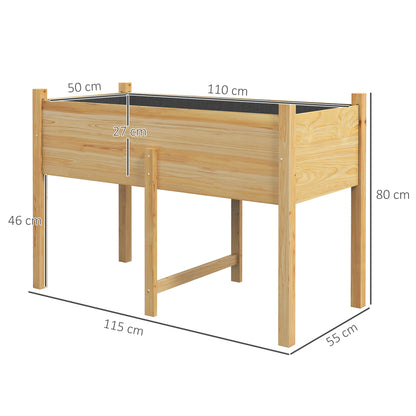 Outsunny Mesa De Cultivo De Madera 115x55x80 Cm Con Tela No Tejida Natural_2