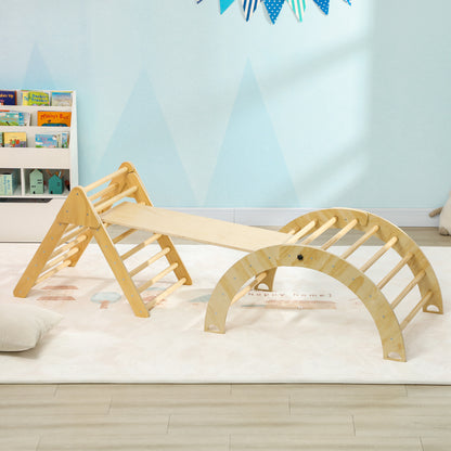 Aiyaplay Triángulo De Escalada De Madera Con Rampa Escalador De Arco Natural_1