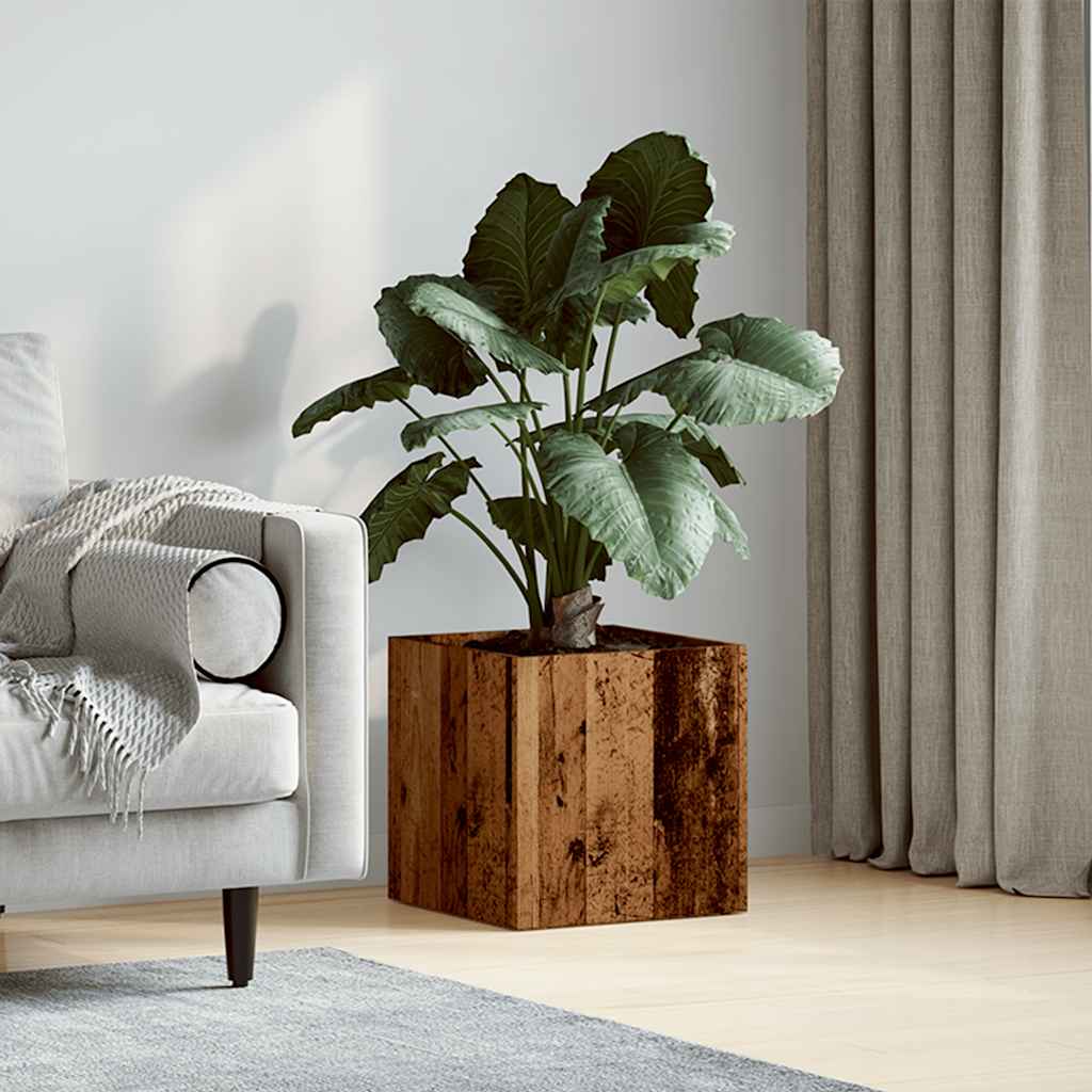 Jardinera De Madera Contrachapada Madera Vieja 40x40x40 Cm_2