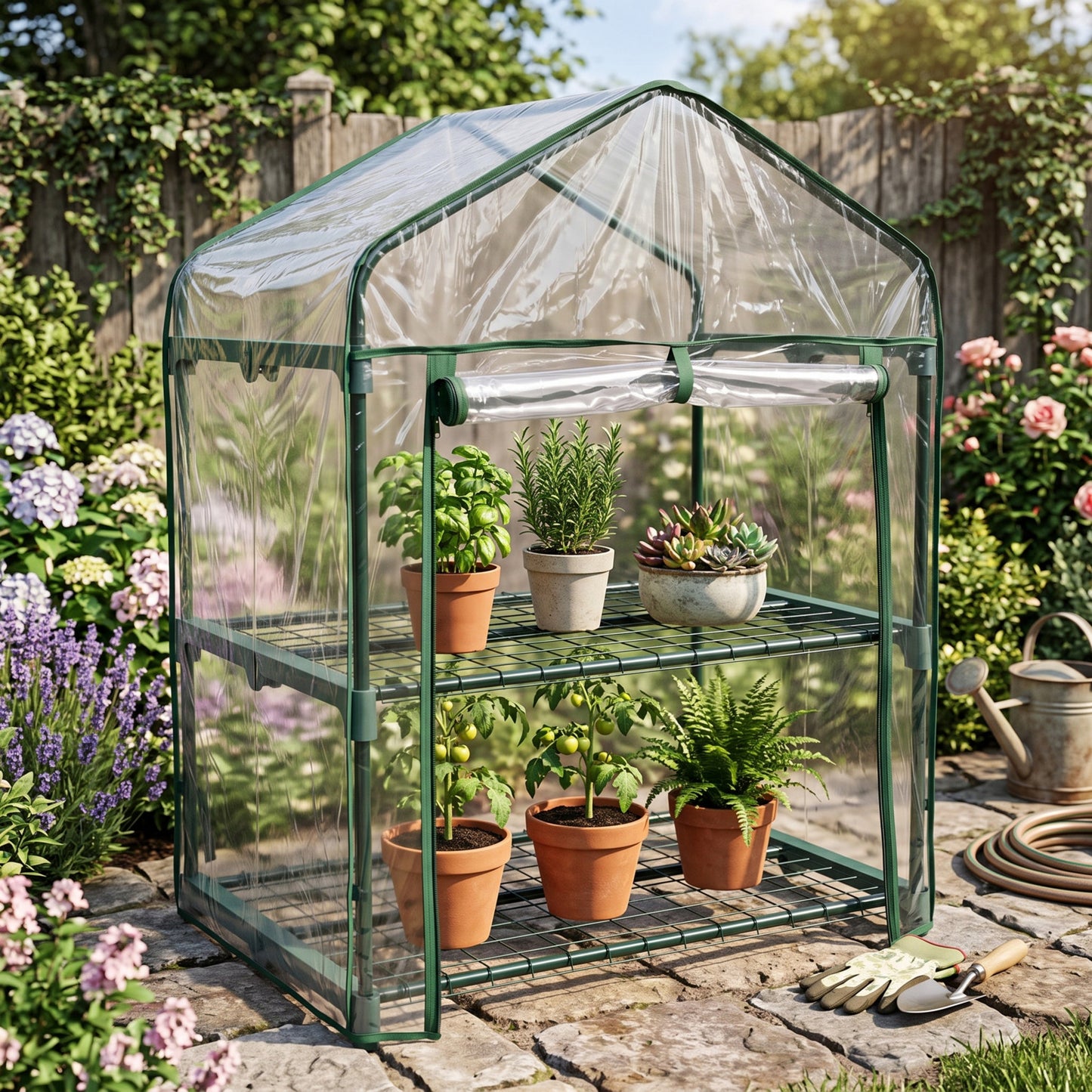 Invernadero De Jardín 2 Alturas Pvc Impermeable Nyana Garden 95x68x50cm_5