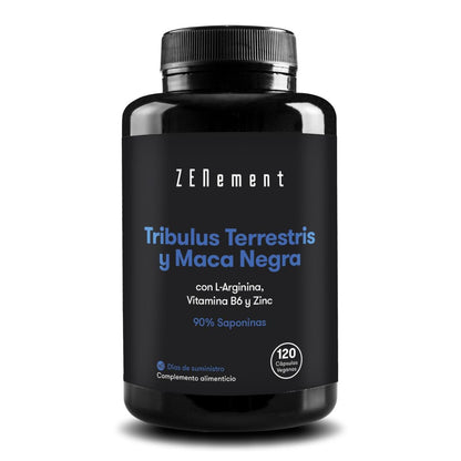 Tribulus Terrestris &amp; Maca Negra, con L-Arginina, vitamina B6 y Zinc, Zenement 120 comprimidos