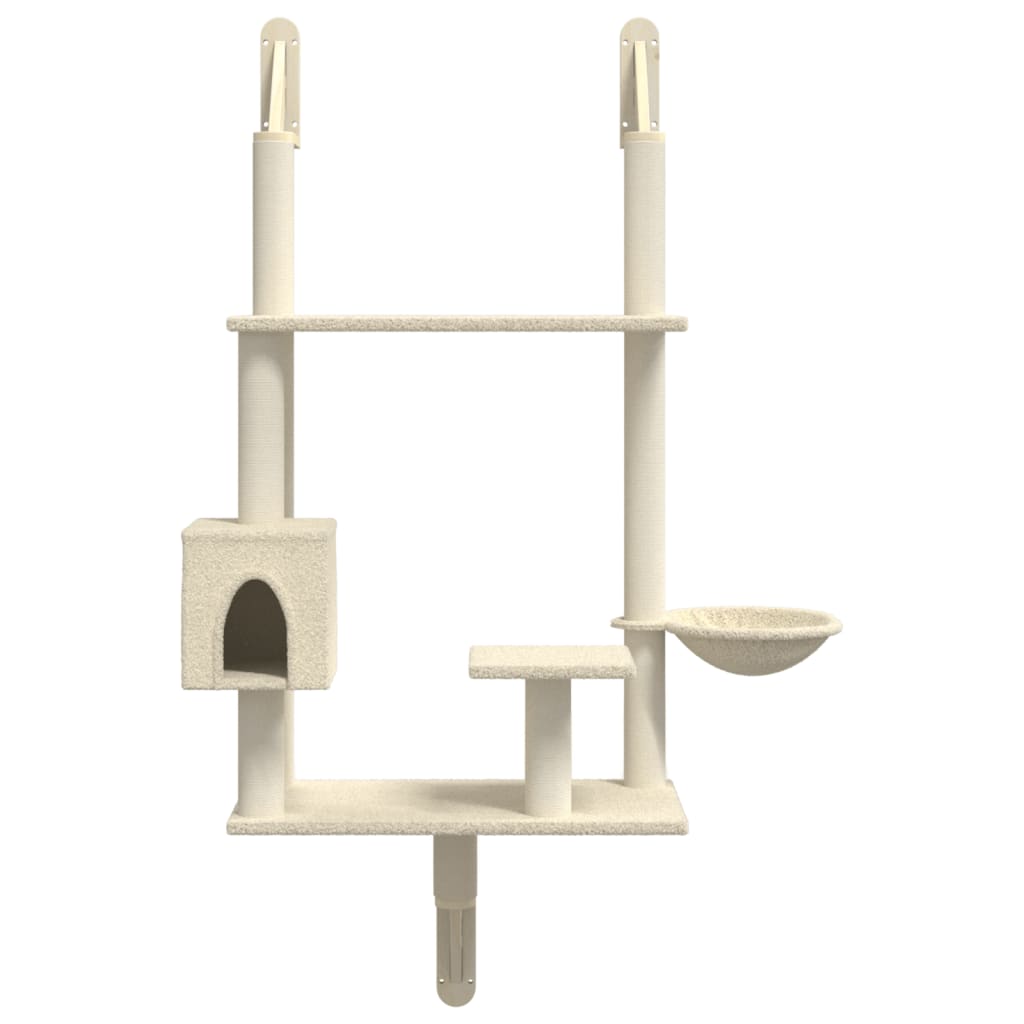 Árbol Rascador Para Gatos De Pared Crema 153 Cm_3