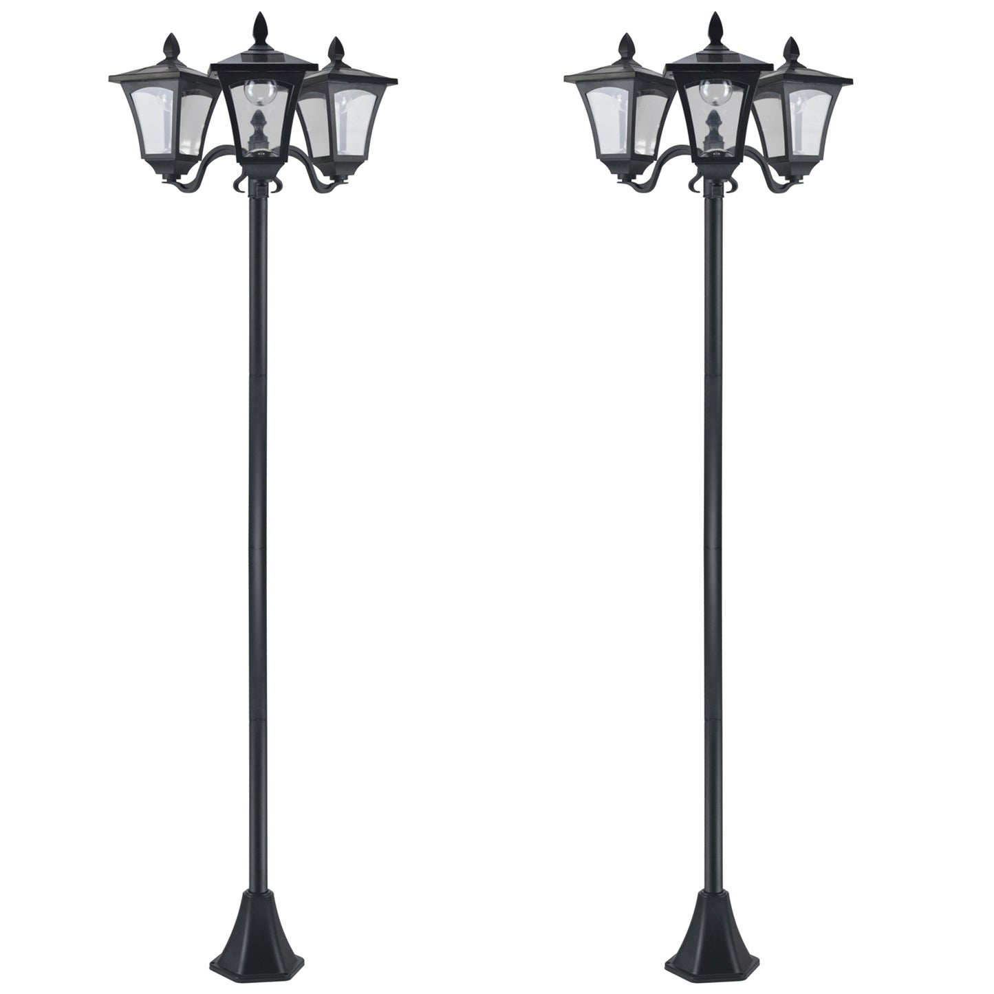Outsunny Conjunto De 2 Farolas Solares De Exterior 51,5x47x182,5 Cm Negro_0