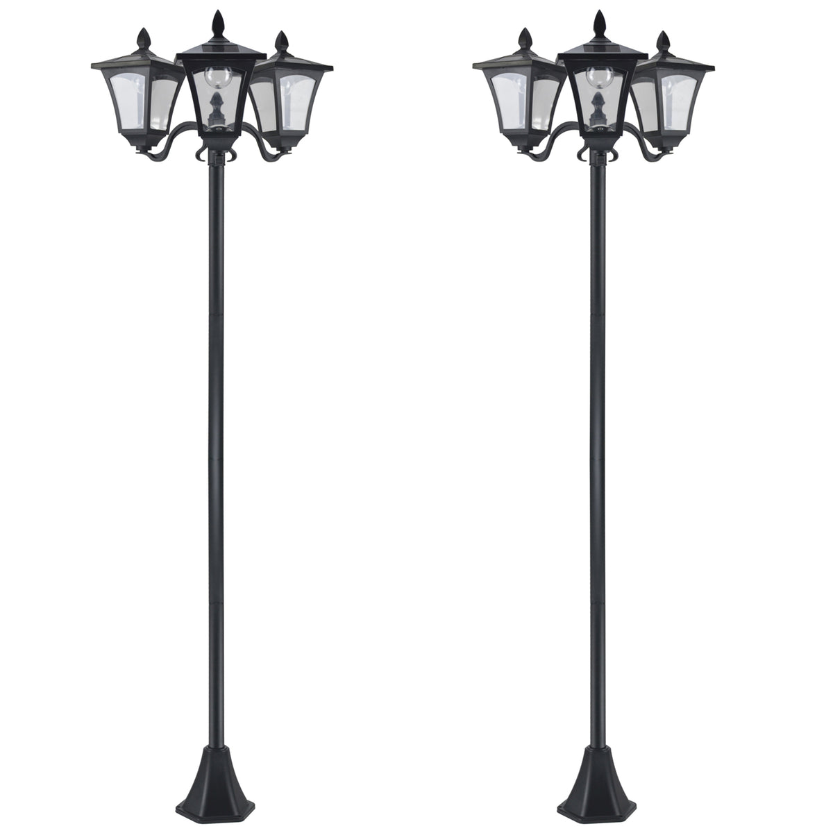 Outsunny Conjunto De 2 Farolas Solares De Exterior 51,5x47x182,5 Cm Negro_0