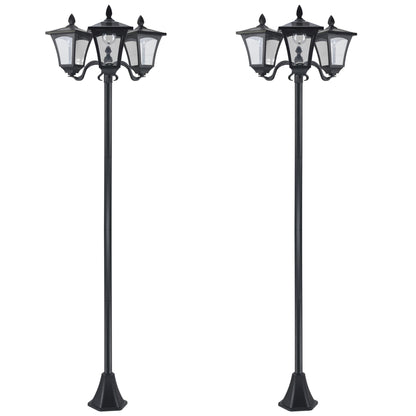 Outsunny Conjunto De 2 Farolas Solares De Exterior 51,5x47x182,5 Cm Negro_0