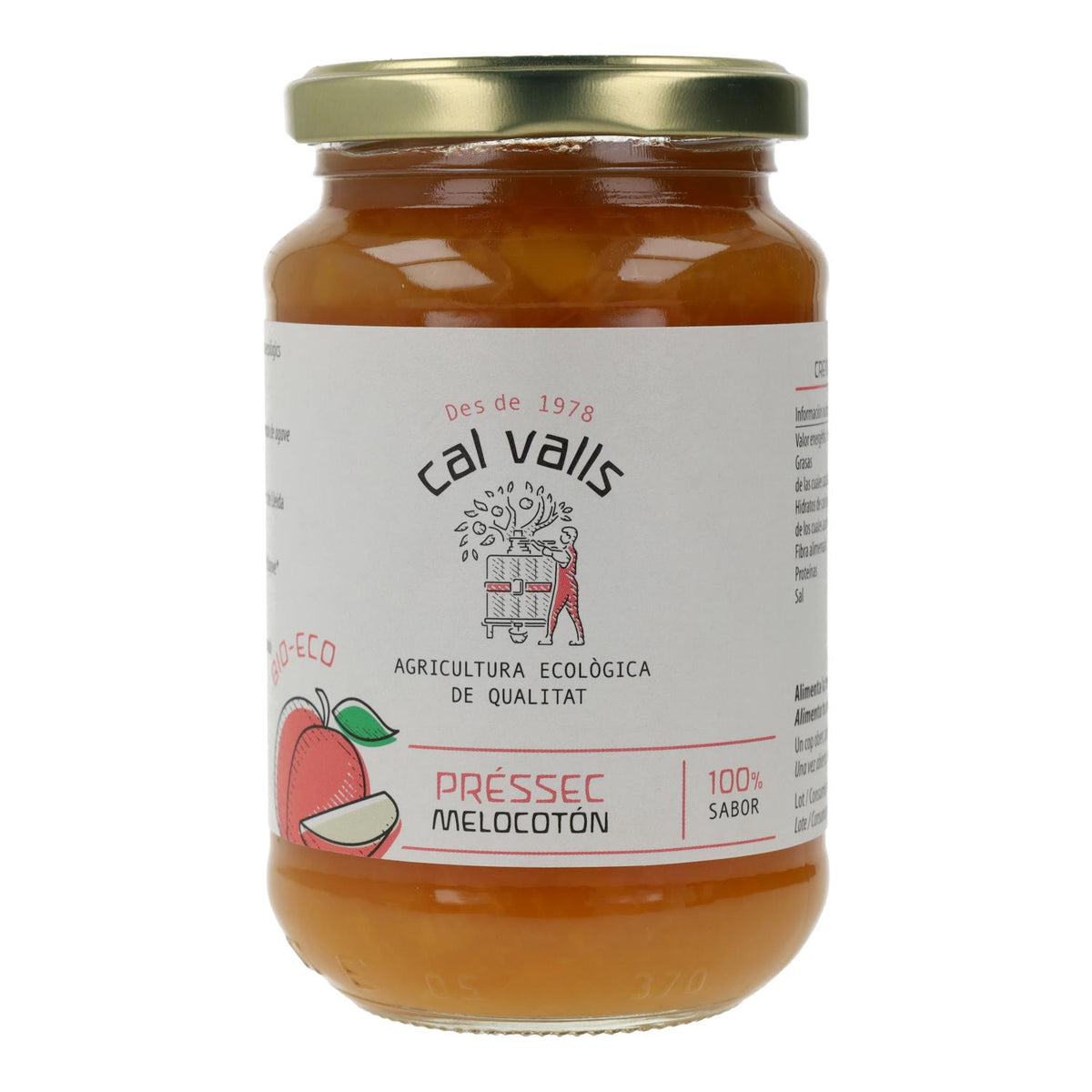 Mermelada melocotón ECO Cal Valls, 375 g