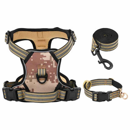 Arnés Para Perros Con Correa Y Collar Ajustable Marrón L_3