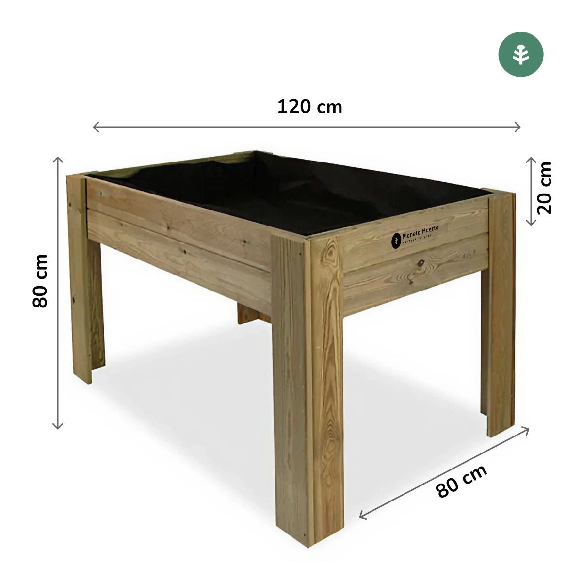 Mesa de Cultivo Huerto (120x80x80cm) L80 Planeta Huerto 160L